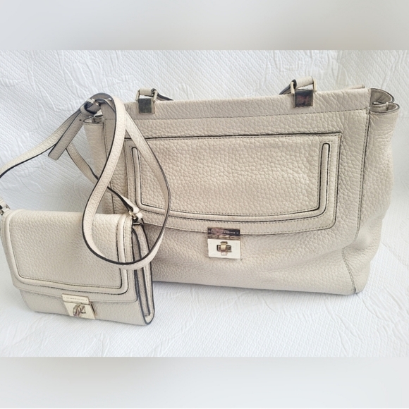 Kate Spade NY BANDLE Everett Way Tallulah Large & Crossbody Pebble Leather Cream - Picture 8 of 15